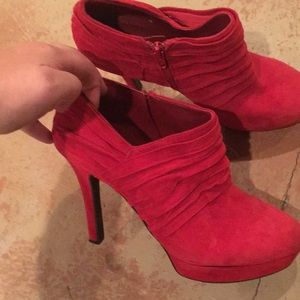 Giani Bini Red Suede Heeled Ankle Boot